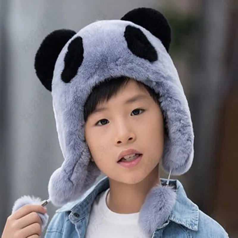 Детская меховая шапка из меха кролика Рекс кожаные шарфы для мальчиков и девочек