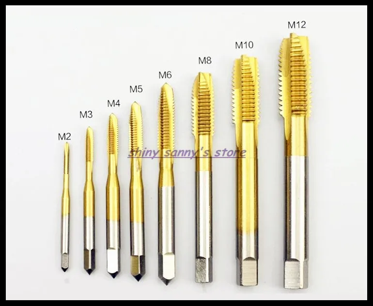 

M2/2.5/3/4/5/6/8/10/12/14/16mm Titanium Coated HSS Drill Bit Titanize Spiral Pointed Screw Tap For Wood Plastic Twist Drill Bit