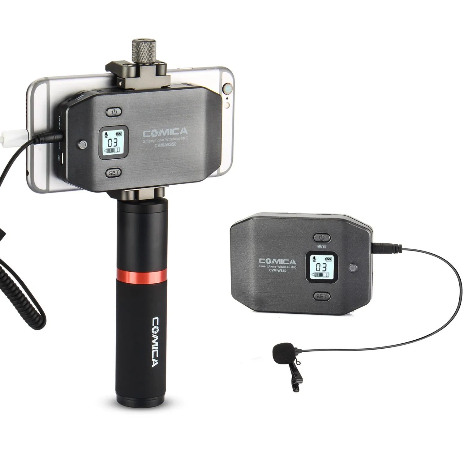 Comica CVM WS50(B) беспроводной петличный микрофон UHF 6 канальный с ручкой для камеры DSLR