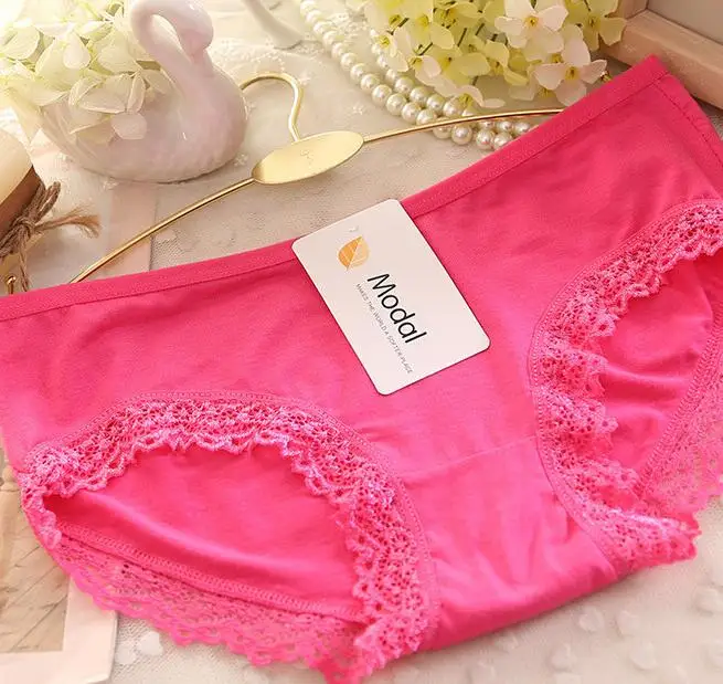 Rose Горячая Распродажа, Lenceria, сексуальные бесшовный модальный трусики для женщин, нижнее белье, одноцветные кружевные трусики, Calcinha Ondergoed, женские трусы MM01 - Цвет: Rose