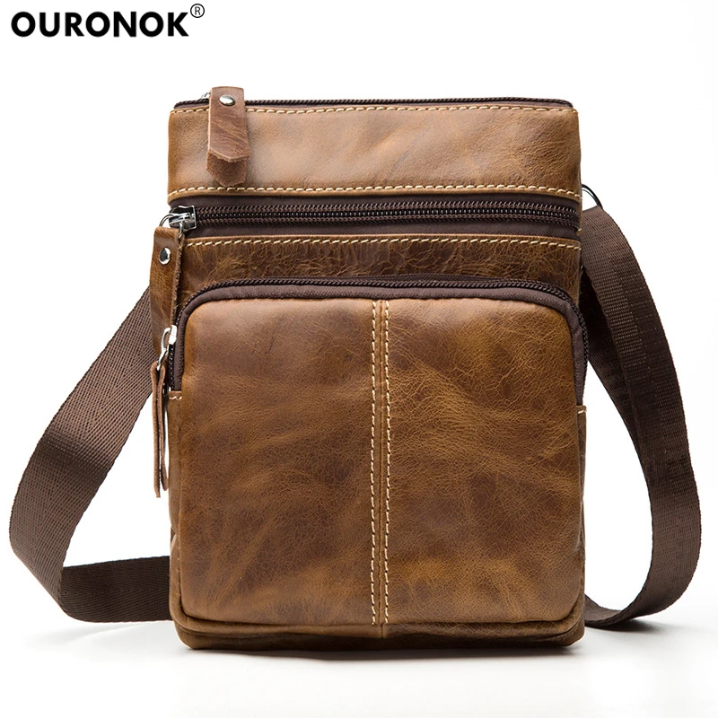 OURONOK, натуральная коровья кожа, мужская сумка, вертикальная, женская, унисекс, сумка на плечо, сумка на молнии, сумка для подарка, мужская, женская сумка через плечо