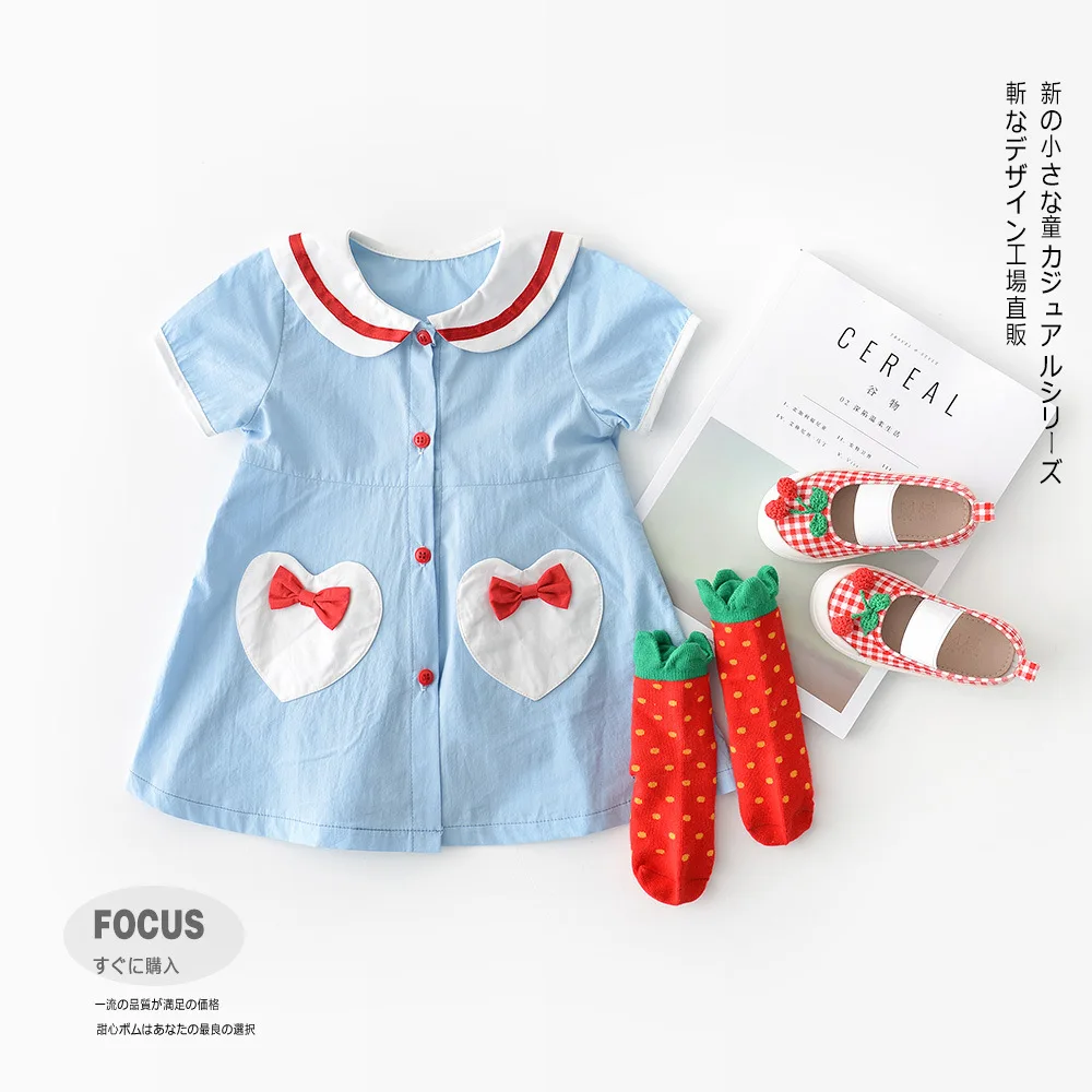 Платье для маленьких сестер Хлопковое платье с короткими рукавами девочек