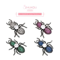 zhukou 18x22mm sparkling crystal insect pendant for necklace earrings bracelet cubic zirconia jewelry accessories modelvd426