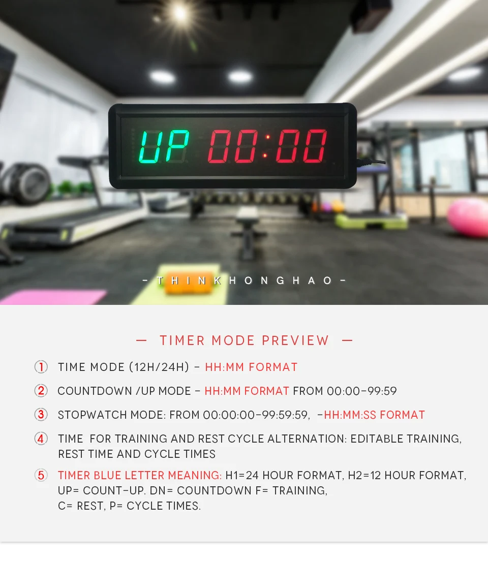 1,5 дюймов 6 цифр светодиодный Таймер бокс тренажерный зал Crossfit tabata EMOM интервал программируемый обратный отсчет/UP stopwath реального времени часы Honghao
