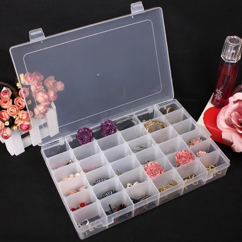 Большой 36 сетки бусины ящик для хранения прозрачная пластиковая коробка колец diy
