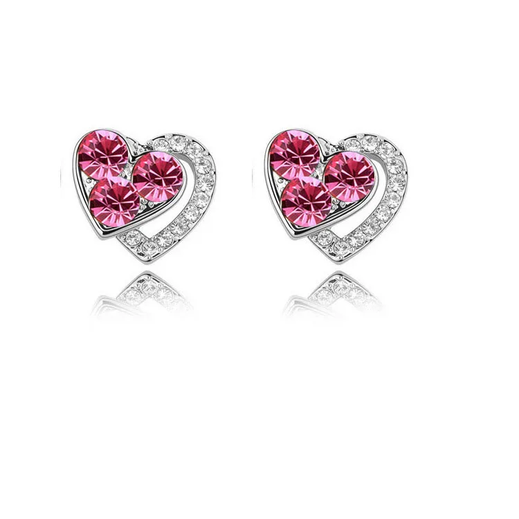 Женские серьги гвоздики в форме сердца антиаллергенные без никеля|fashion stud earrings|stud