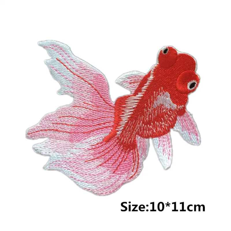 Многоцветные наклейки FFLACELL с вышивкой рыбы швейные для одежды аппликация