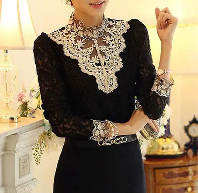 

Lace Print Tops Shirt Blouse Hot Women 'S Sexy Casual Ol Fashion Long Sleeve