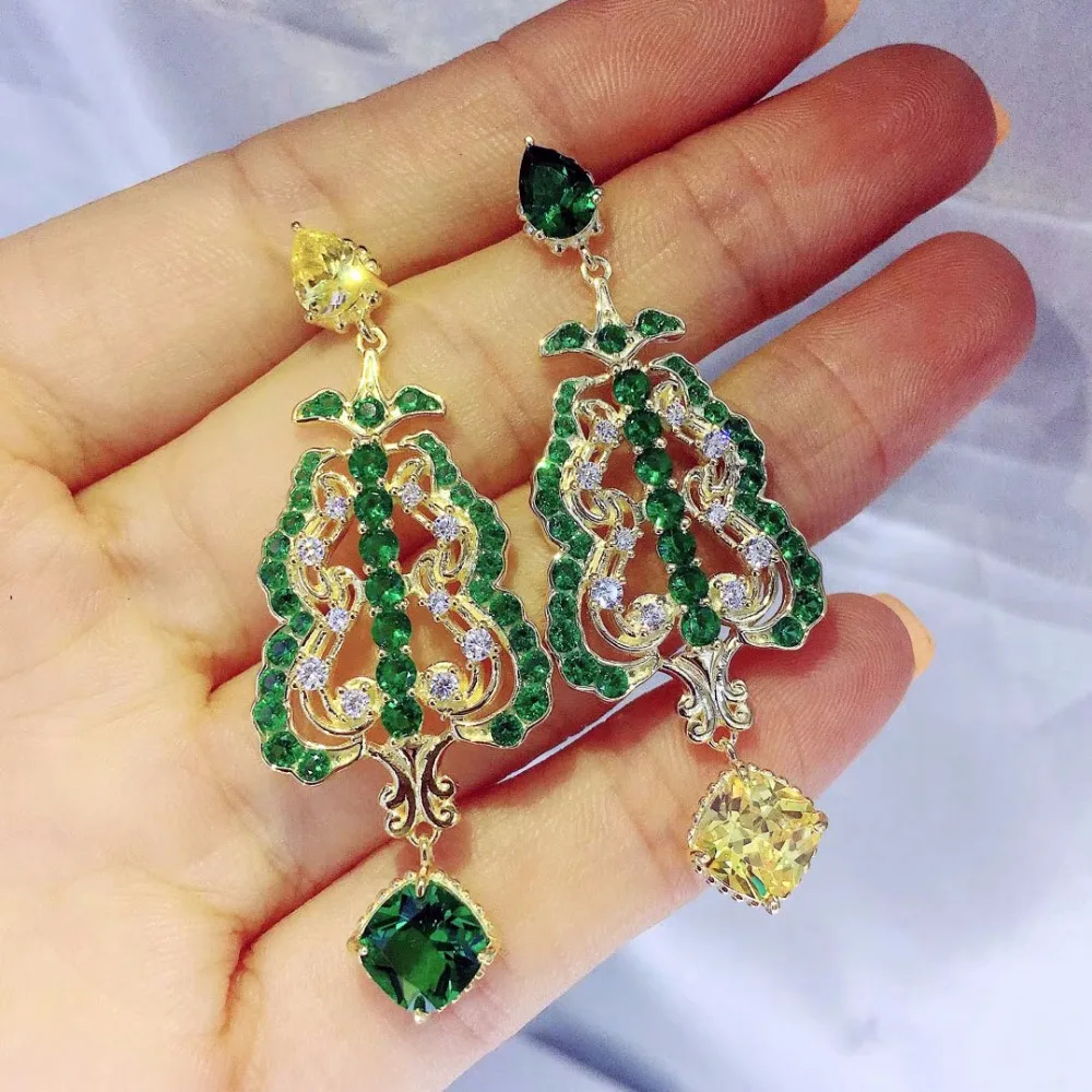 Qi Xuan_Jewelry_New элегантные асимметричные серьги S925 Серебряная Инкрустация цирконием