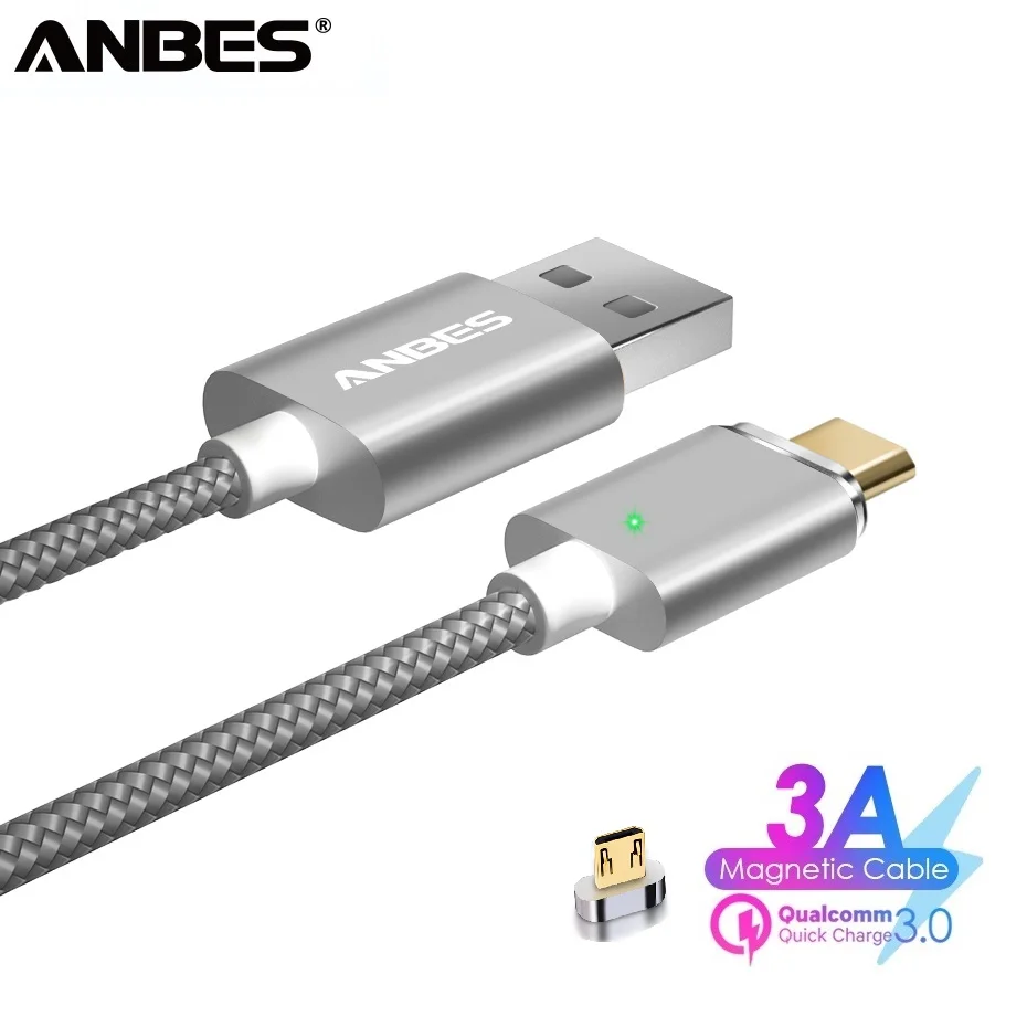 ANBES Магнитный кабель Быстрая зарядка Магнит Micro USB синхронизации данных