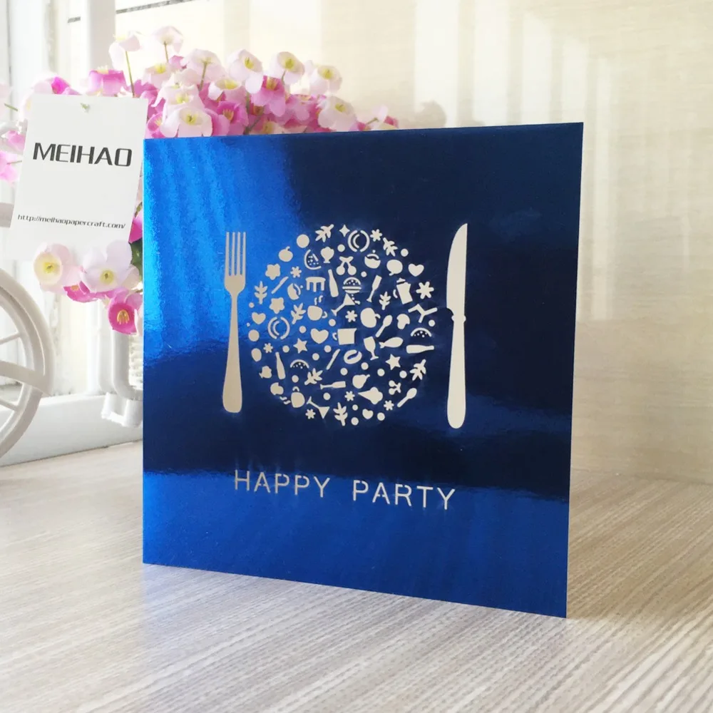 30 шт. Металлические Синие свадебные пригласительные открытки с вырезами и цветок