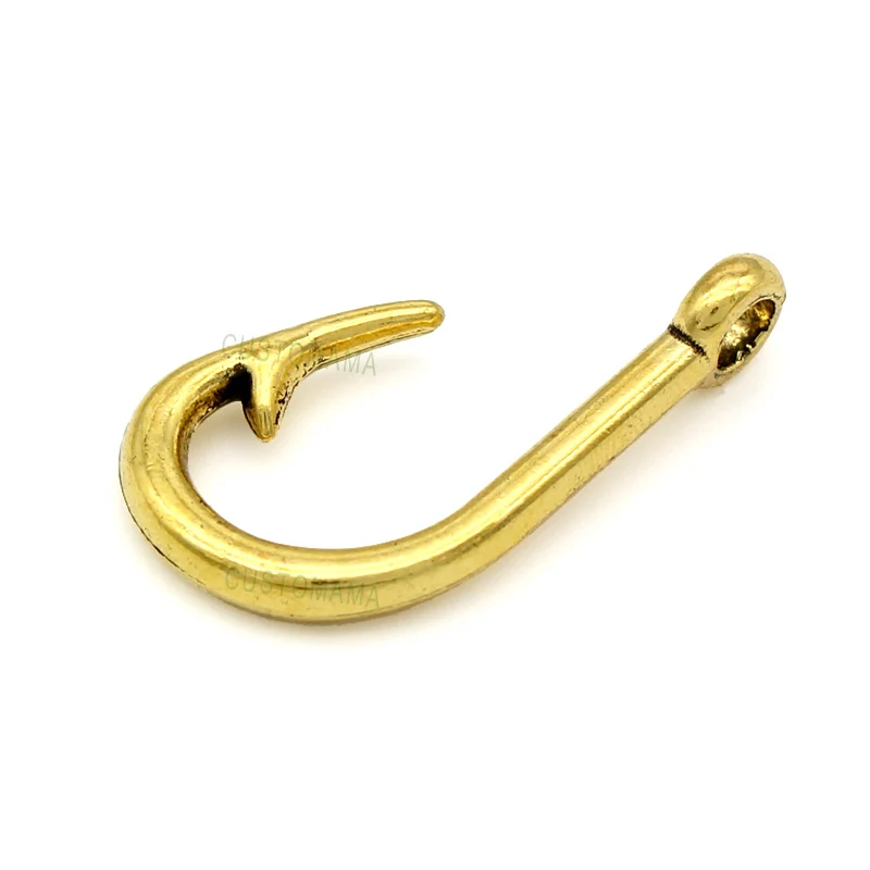 

20pcs- Antique Gold Tone Fish Hook Charms Pendants 39x19mm