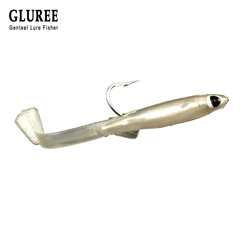 GLUREE 3 шт./лот 5 см 8 рыболовный крючок для рыбной ловли Eel Мягкая приманка с крюком