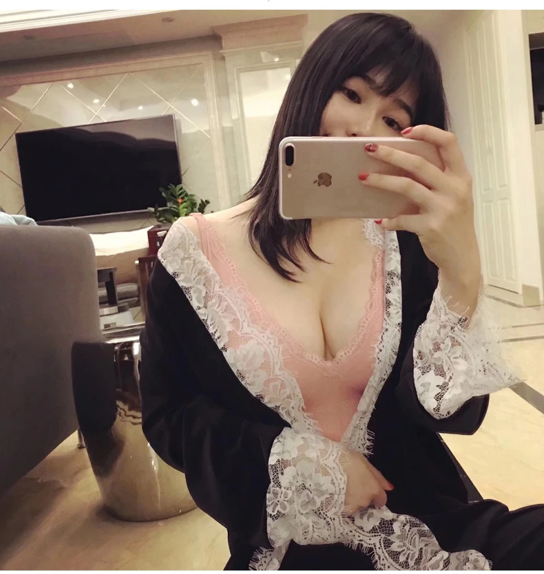 Женские майки на осень и зиму, теплые плотные бархатные Топики, женские сексуальные кружевные топики с v-образным вырезом, облегающий жилет без рукавов, приталенные Топы SF1161