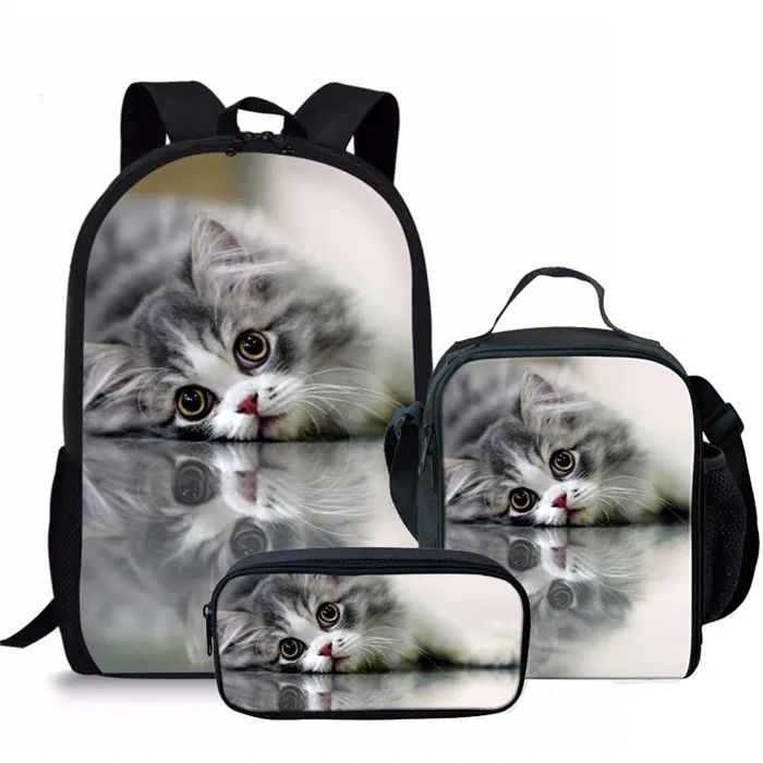 W3760CGK FORUDESIGNS/3 шт./компл. очаровательного котенка кошки школьные сумки для девочек ортопедический рюкзак школьный рюкзак в ученики начальной школы детская книга Сумка - Цвет: W3760CGK