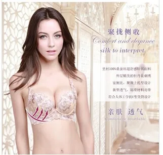 The new silk embroidery bra gather together the bra