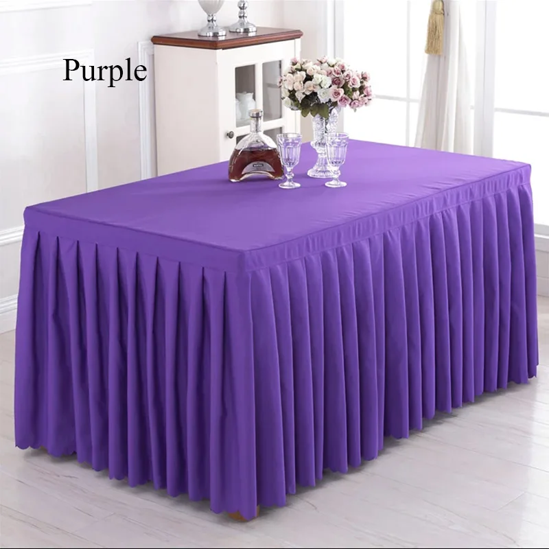 Purple 1 шт., роскошная скатерть из полиэстера, овальная белая плиссированная скатерть для свадебной вечеринки, вечеринки, встречи, декора, отельный настольный, юбка - Цвет: Purple