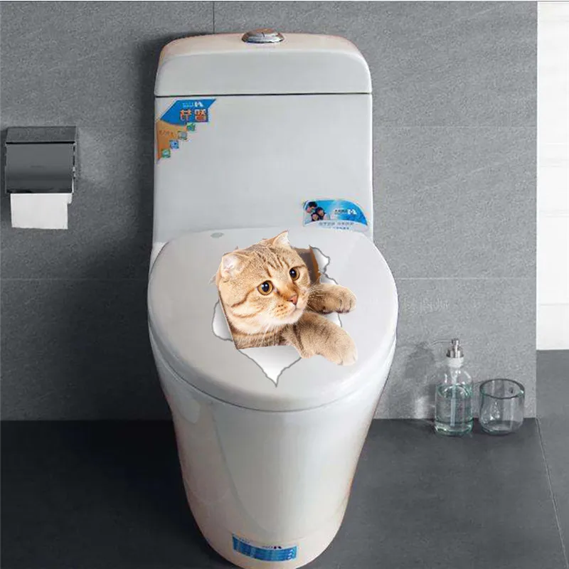 Забавная 3d Наклейка на стену с отверстиями яркие кошки собака украшение для