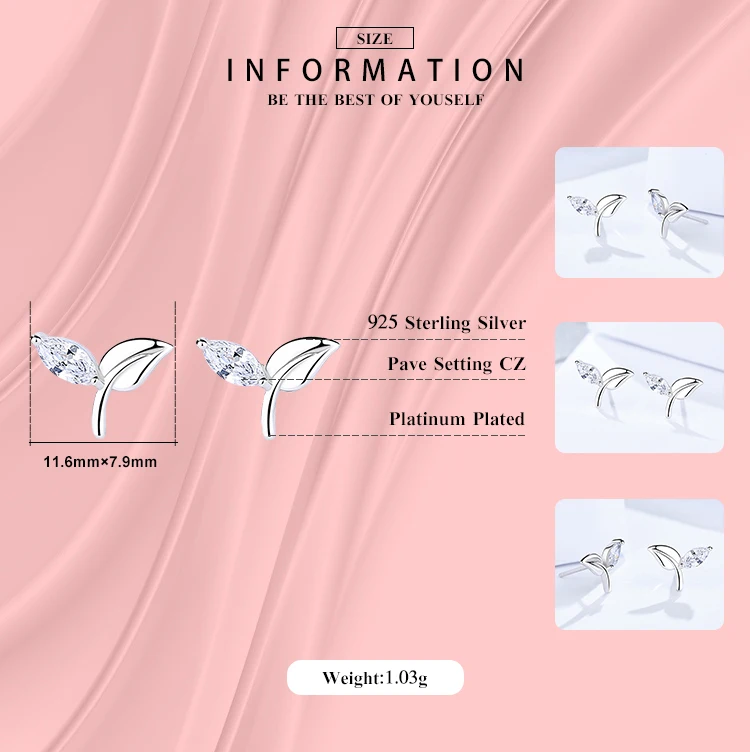 Modian очаровательные модные милые серьги из листьев Классический 100% 925