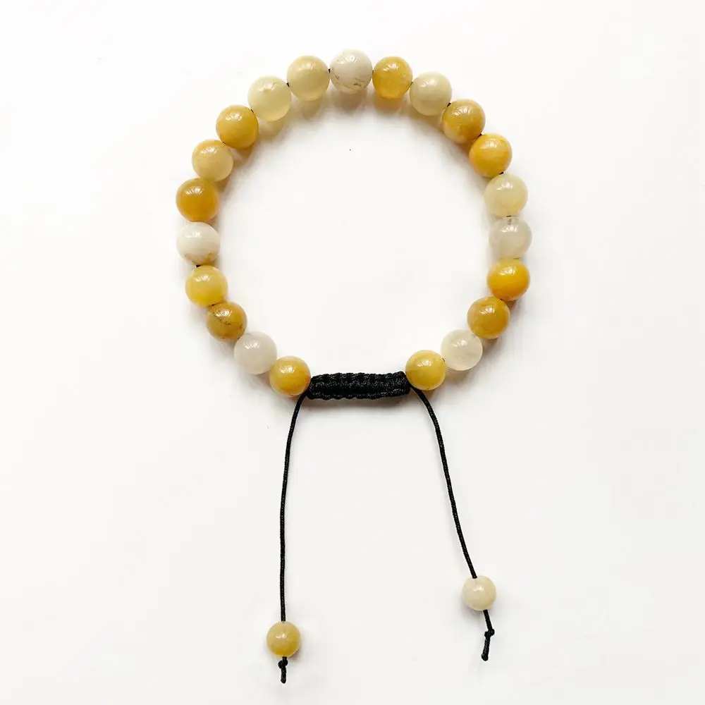 8mm Yellow Quartz Stone Beads Jewelry Handmade Genuine Energy Crystal Healing Ball Bracelet Adjustable 1pc | Украшения и