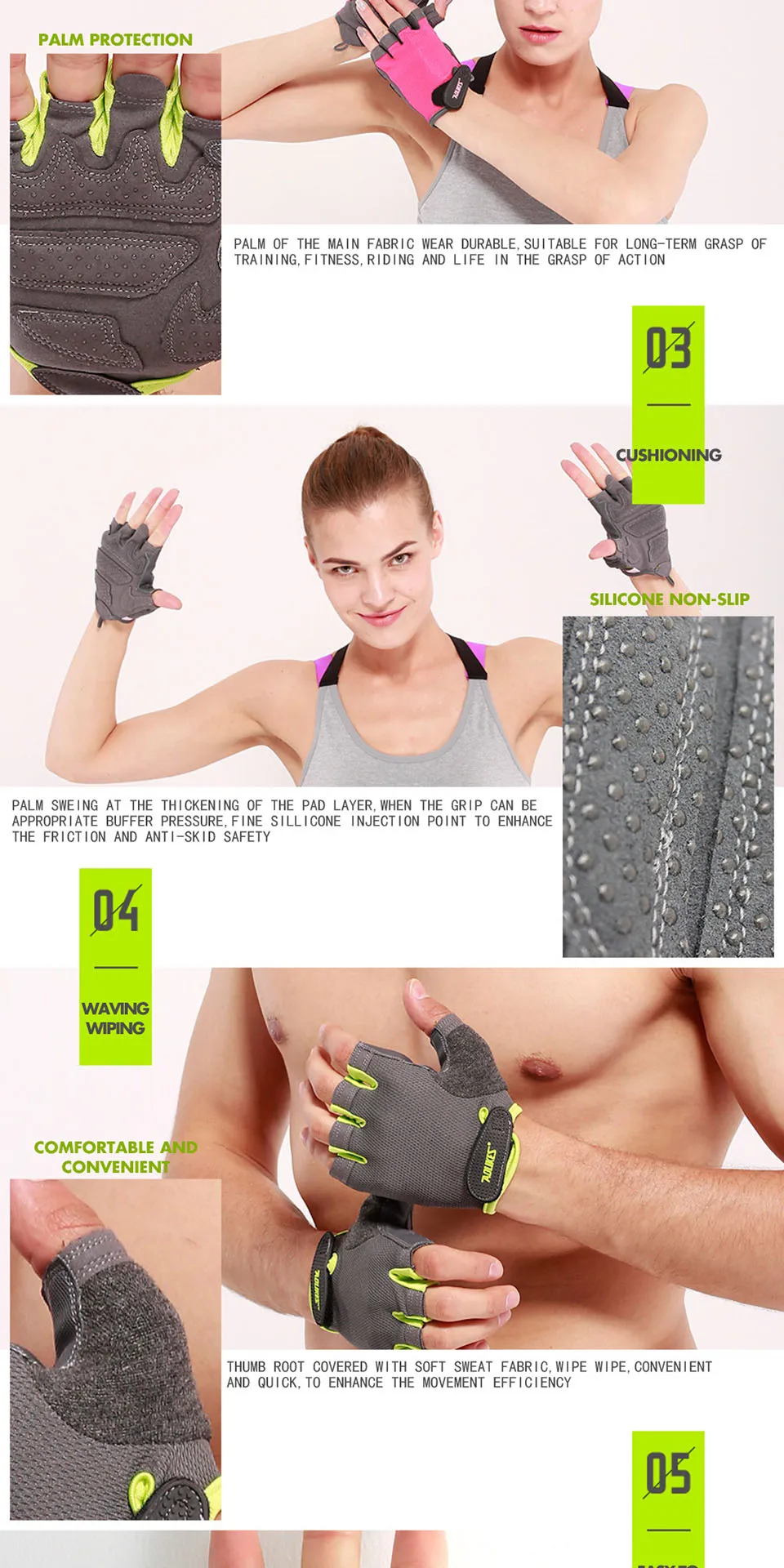 AOLIKES, 1 пара, перчатки для спортзала с полупальцами, Перчатки для фитнеса, унисекс, для взрослых, на запястье, для занятий тяжелой атлетикой, для мужчин и женщин