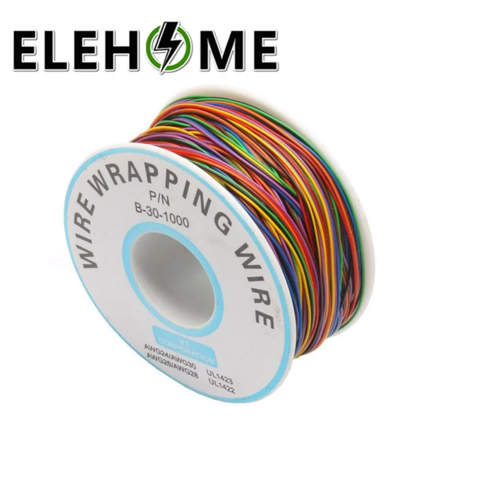 30AWG прыгающий провод 8 цветов Упаковка Луженая Медь твердая ПВХ изоляция одножильный ок провод электрический провод 265 М медный кабель F30