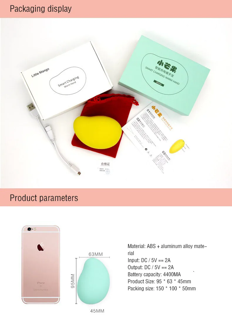 Small Mango Heater Aluminum heat sink Charging Mobile Power Warm Hand Treasure Handwarmer Usb Electric Baby Creative Gifts | Бытовая