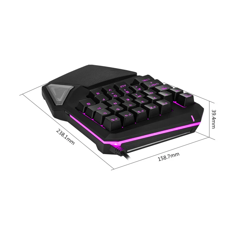 Проводная игровая клавиатура Delux T9Pro с одной рукой 7 цветов подсветкой полностью