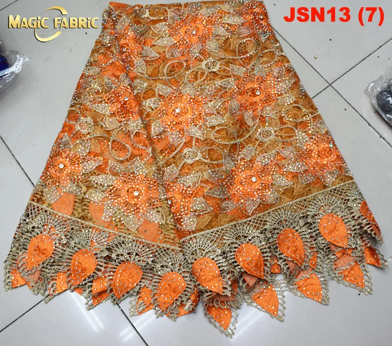 

High quality african lace fabric for wedding 2017 french net lace fabric with many stones for wedding dress JSN13