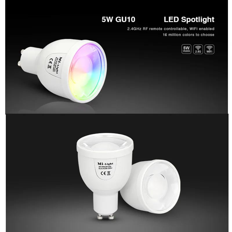 Mi Light с регулируемой яркостью RGBW RGBWW умная Светодиодная лампа RGB + CCT 4W 5W 6W 9W 12W
