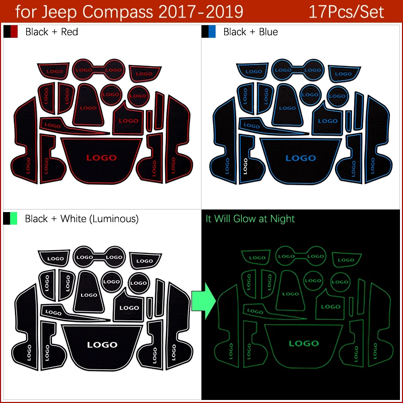 Противоскользящий резиновый коврик для Jeep Compass 2017 2018 MK2 подушка чашки дверные