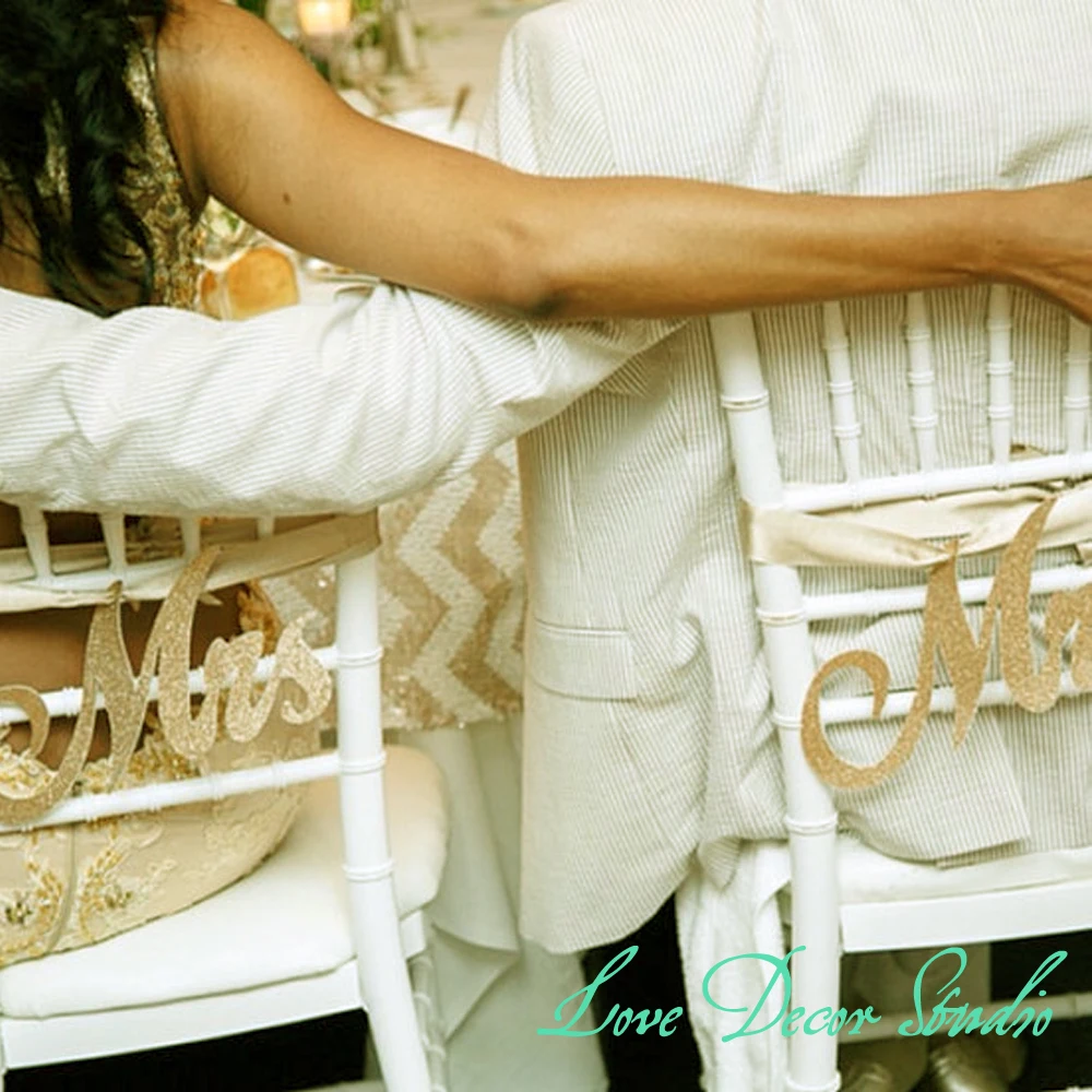 

Glitter Mr. & Mrs. Chair Sign. Wedding Chair Decor. Sparkle Mr Mrs sign. Shabby Chic Wedding