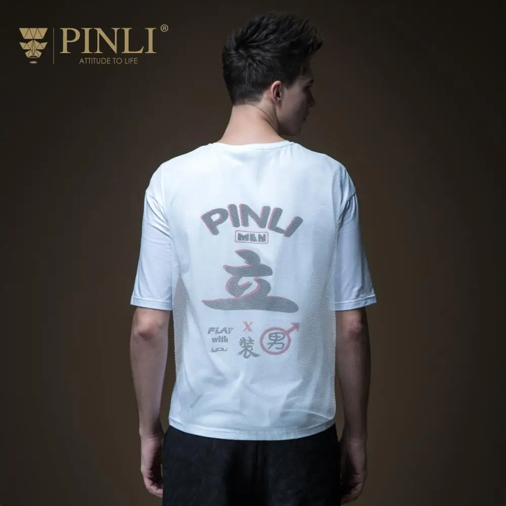Pinli 2020 летняя новая скидка распродажа тонкая хлопковая Футболка с круглым