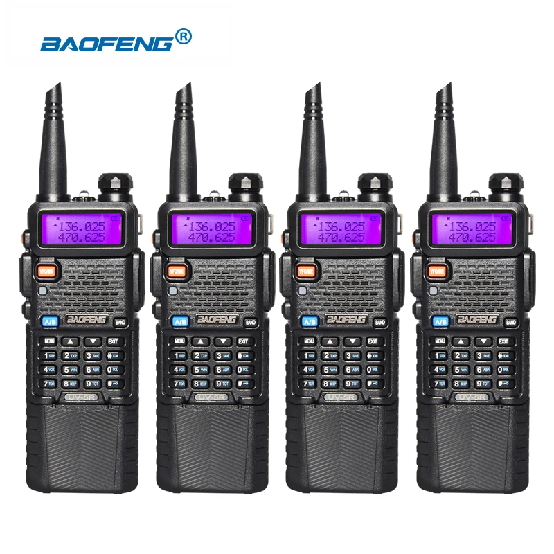 4 шт. рация Baofeng UV-5R радио 128ch 5 Вт двухстороннее для охоты двойной дисплей FM VOX Uhf Vhf