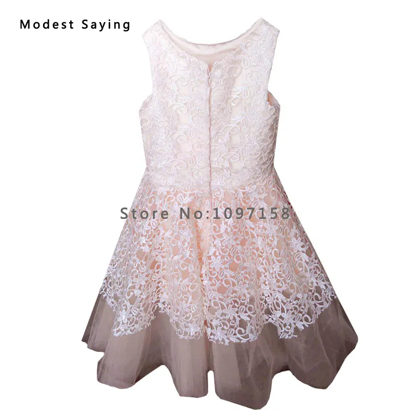 Кружевное платье цвета шампанского с цветами для девочек 2017 г. детское вечернее