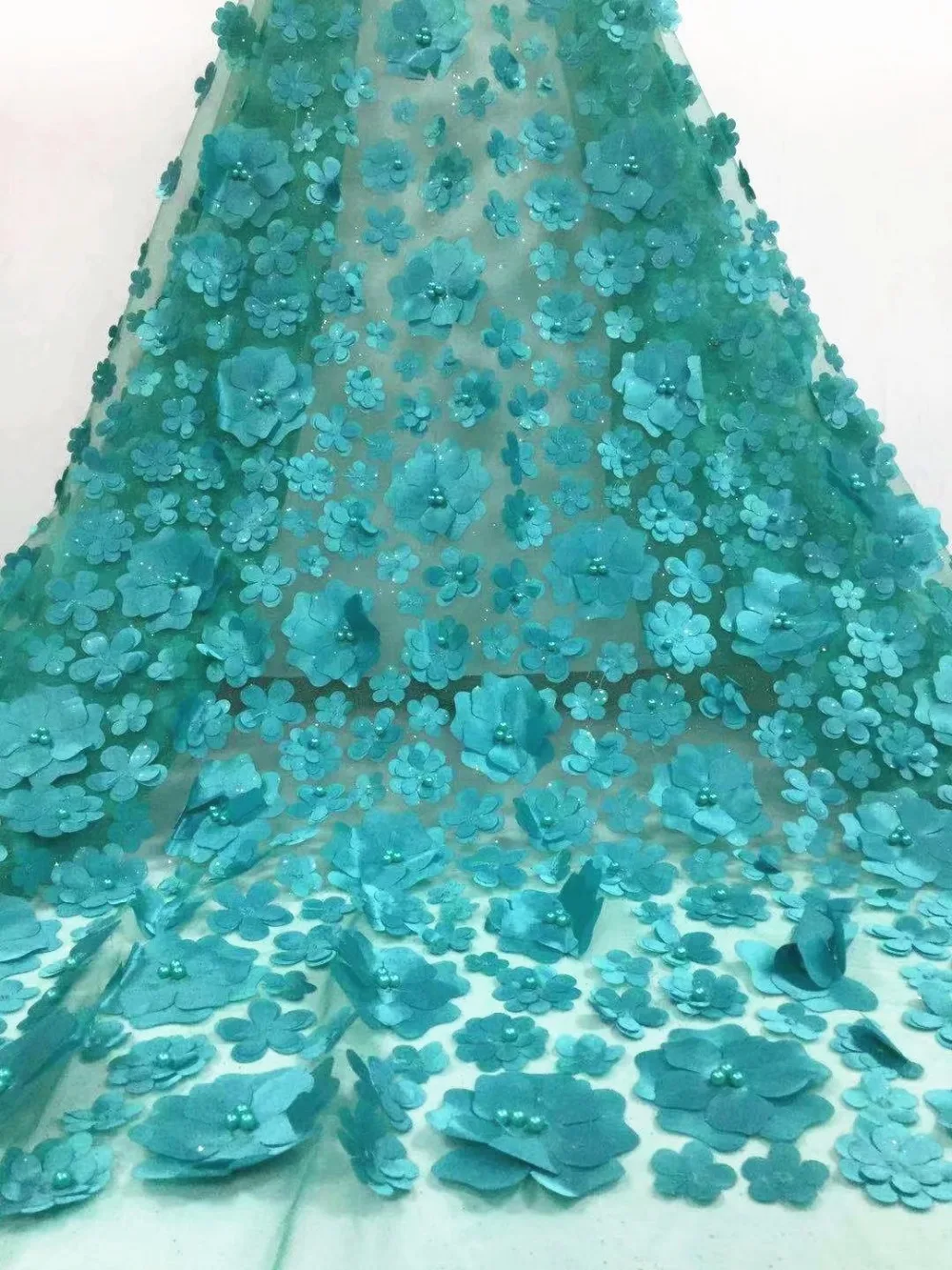 african french lace fabric high quality 2018 applique nigerian for wedding dress 3d flower with beads | Дом и сад