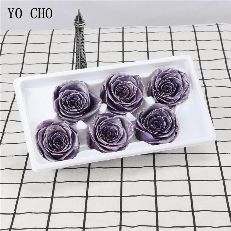 YO CHO Eternal Rose Flower Gilding Preserved Fresh 6 Heads Valentine's Day Gift Wedding Thanks giving | Дом и сад