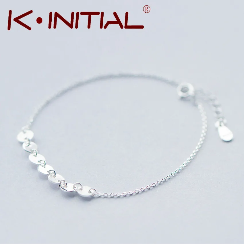 Kinitial диск Кнопка шармы браслет Мода 925 Серебро запястье pulseira ювелирные изделия
