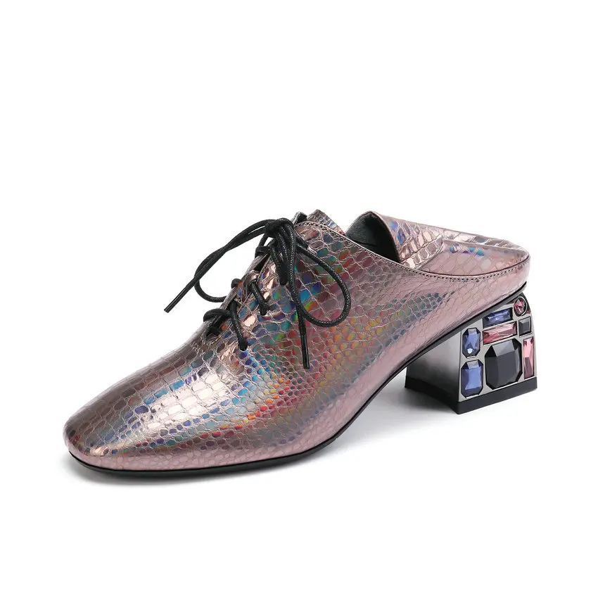 Женские туфли-лодочки на шнурках QUTAA Осенние тонкие туфли из коровьей кожи