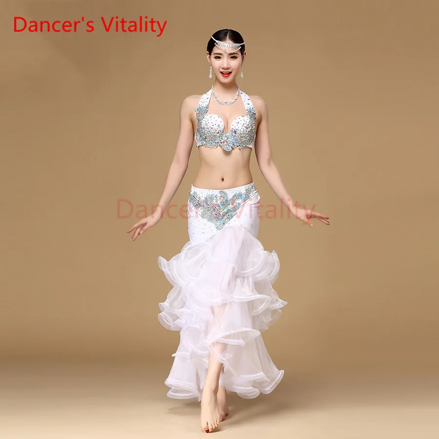 Donne танец живота костюм Prestazione набор Egiziano Danza Del Ventre Vestiti 2 pz наряд размера плюс Reggiseno