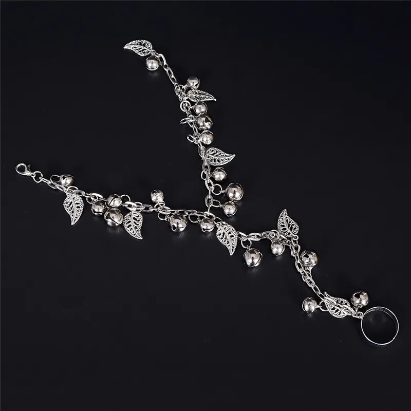 Женские кольца на палец PINKSEE Leaf Little Bell Slave Link очаровательные ювелирные украшения