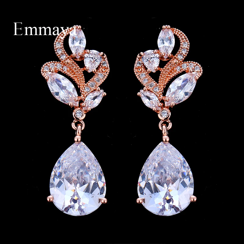 Женские серьги с фианитом Emmaya серебристые вечерние свадебные украшения