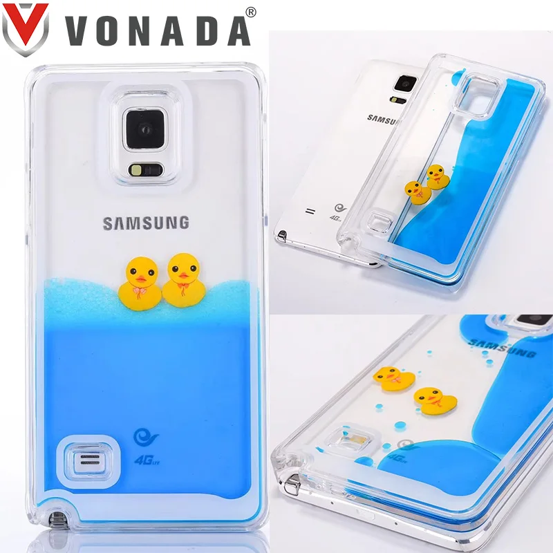 Vonada/милый чехол для samsung Galaxy Note 4, уникальный плавучий плавательный жидкий резиновый утиный синий водостойкий ПК Жесткий Чехол для телефона, чехол