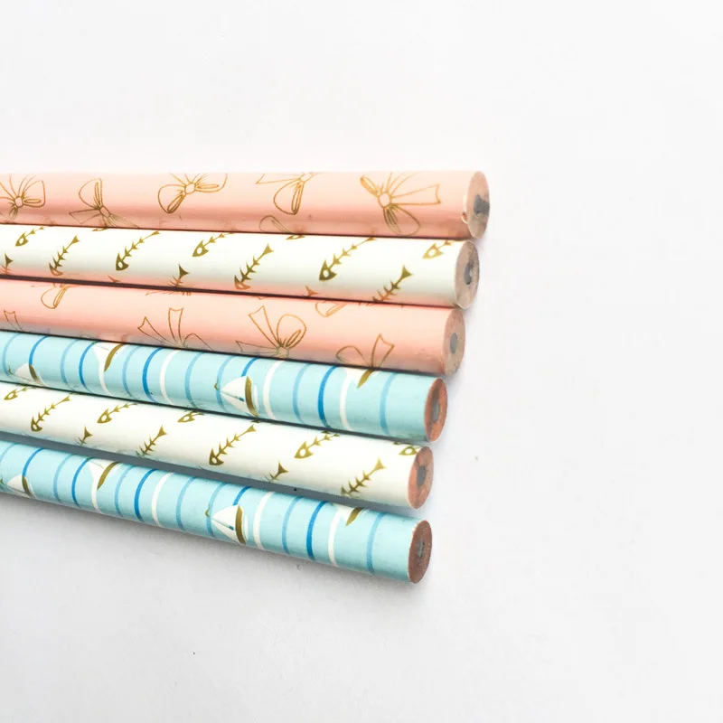huaqi 12 pcs Brief Fish bone wooden HB Standard Pencil Set School Children Stationery Sketch Draw Pen Art Supplies |