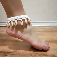 crochet simple seashell ankle crochet pendant anklet bohemia foot jewelry summer beach anklets on foot ankle bracelets