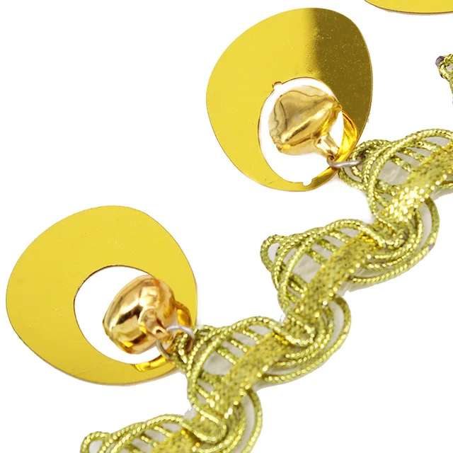 1yard Gold Metallic Sequin Bell Fringe Trimming Braided Lace Ribbon Applique Scrapbooking Sewing T1763 | Дом и сад