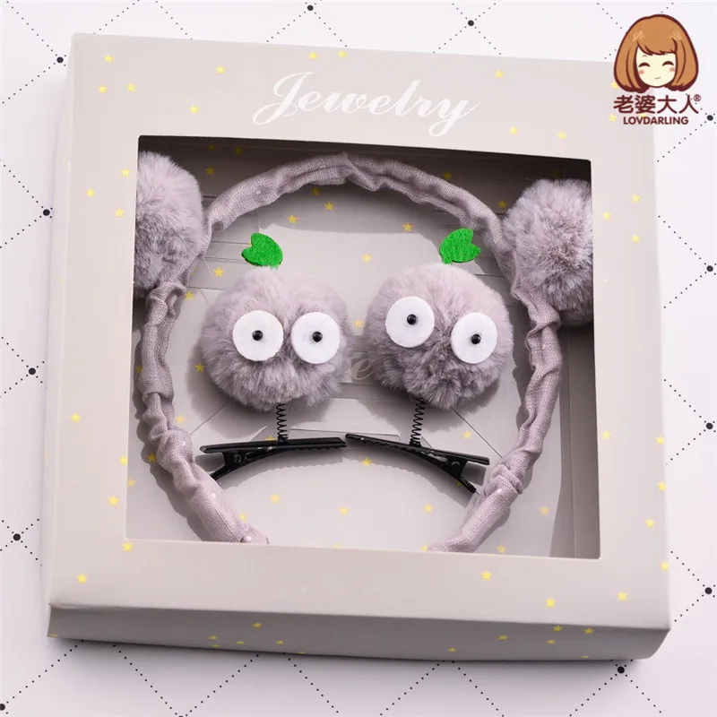 

3pcs/lot Cute Pompom Ball Hair Accessories Set for Children Girls Cartoon Hairbands Hair Clips Party Hairpin Ornaments