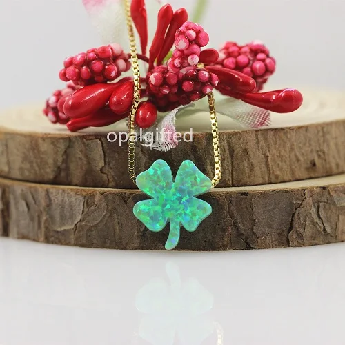 op11 gold chain Горячая Распродажа Необычные 12*13 мм зеленый опал в виде клевера кулон для весеннего фестиваля подарок 925 Серебряное ожерелье для женщин/девушек - Окраска металла: op11 gold chain