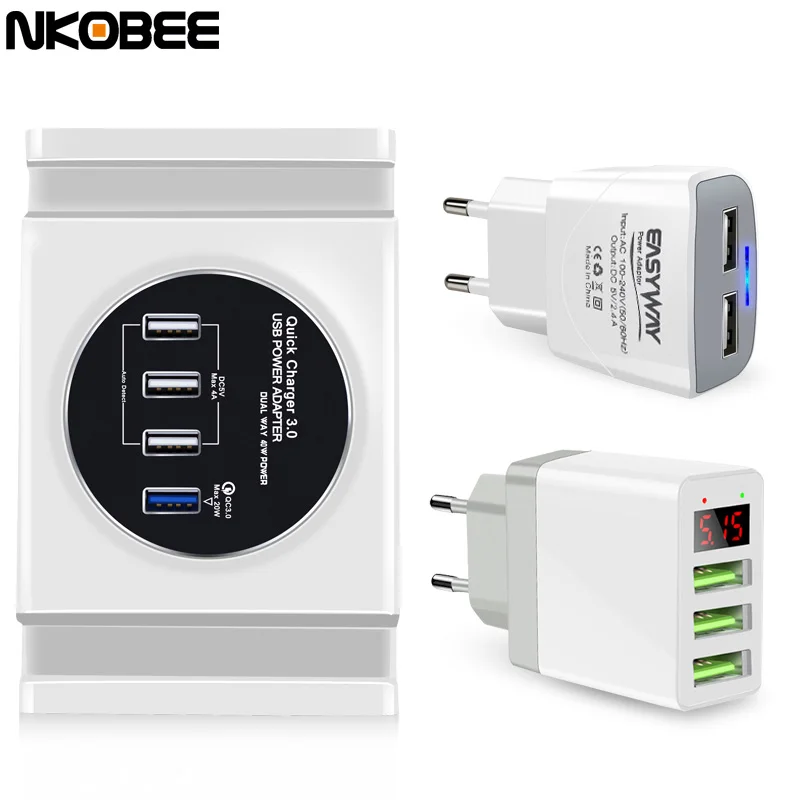Nkobee Универсальный USB Зарядное устройство 2.1a 2 Порты для телефона светодиодный