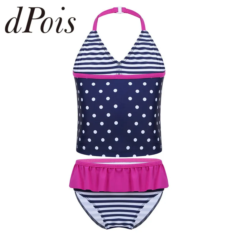 Комплект из 2 предметов летний детский танкини для девочек с лямкой на шее в